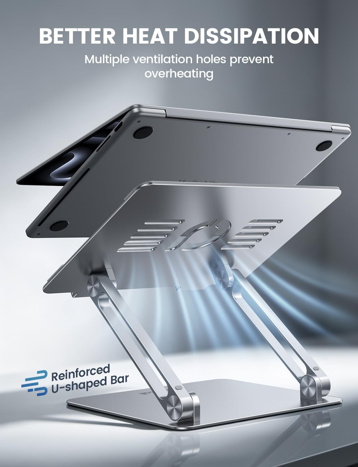 Lamicall Adjustable Laptop Stand – Foldable Aluminum Laptop Riser for 10–17.3" Laptops, Ergonomic Desk Stand for MacBook, HP, Dell & More
