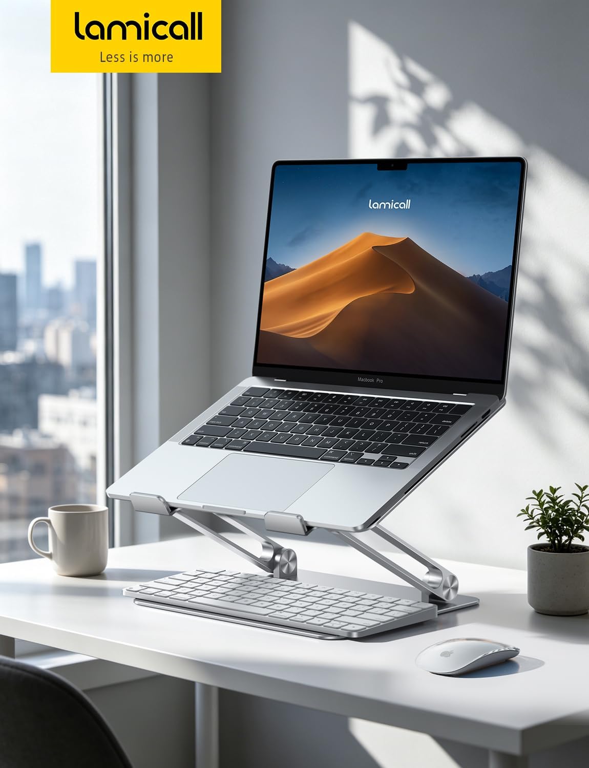 Lamicall Adjustable Laptop Stand – Foldable Aluminum Laptop Riser for 10–17.3" Laptops, Ergonomic Desk Stand for MacBook, HP, Dell & More