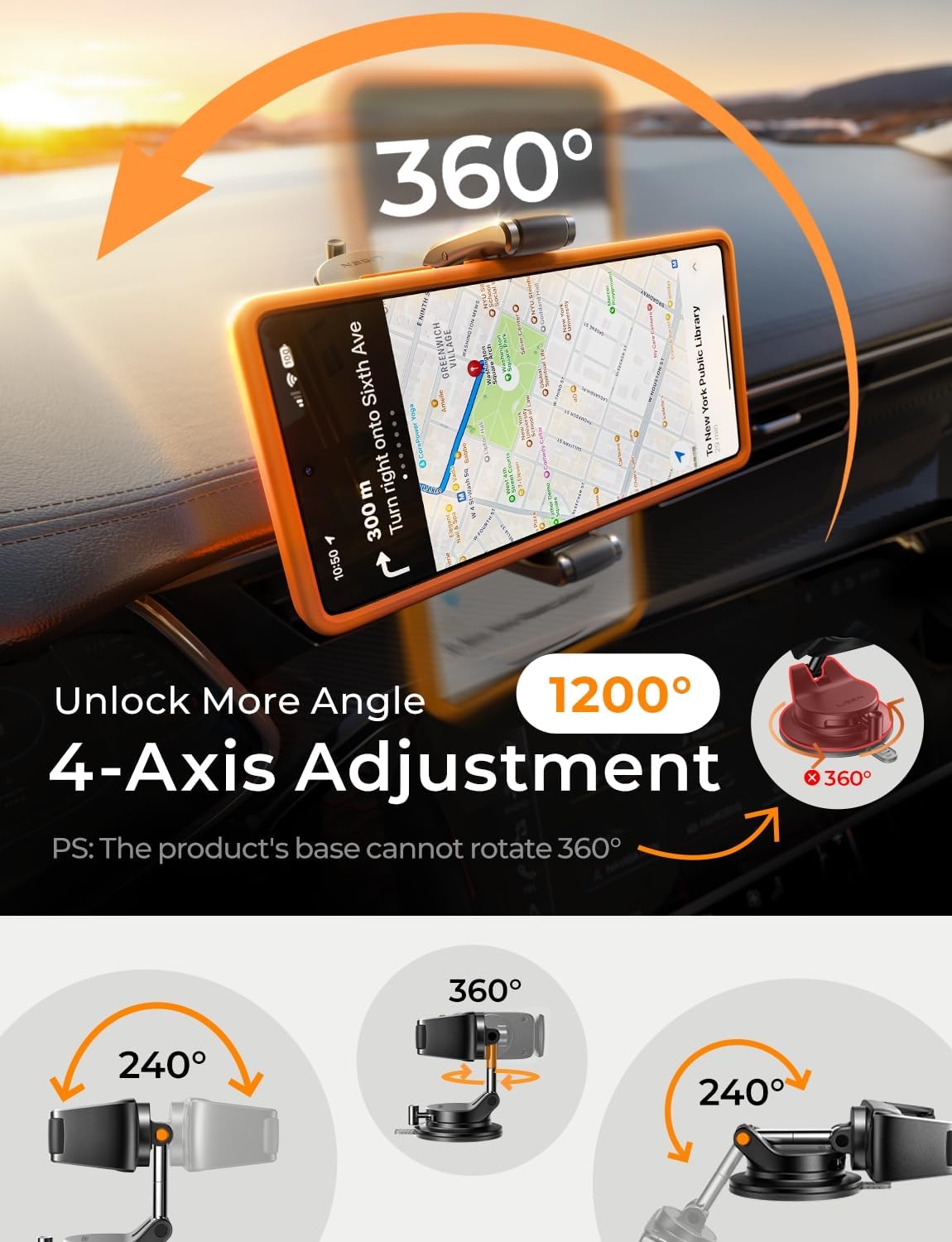 LISEN Magnetic Car Phone Holder with Ultra Suction Cup – Secure Dashboard Mount for iPhone & Android