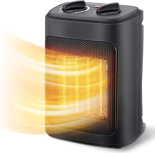 Space Heater, 1500W Electric Heaters Indoor Portable with Thermostat, PTC Fast Heating Ceramic Room Small Heater with Heating and Fan Modes for Bedroom, Office and Indoor Use - AURA NEST